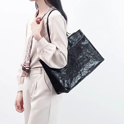 2025 Women’s Pleated Tote Bag – Luxury Vintage Oil-Wax Handbag, Large Capacity Shoulder Purse