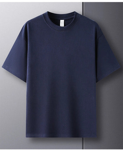 100% Pure Cotton Men’s Summer T-Shirt – High-End Short Sleeve Round Neck Breathable Fashion Top