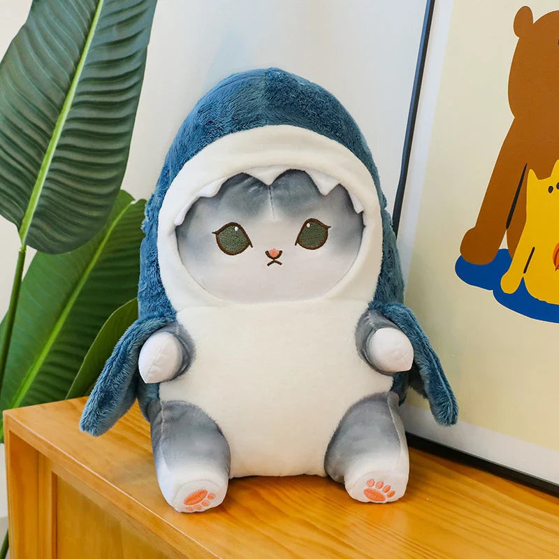 Fun Transformed Cat Doll Plush Toy – Cute 25cm Shark Cat Plush Gift for Girls and Children