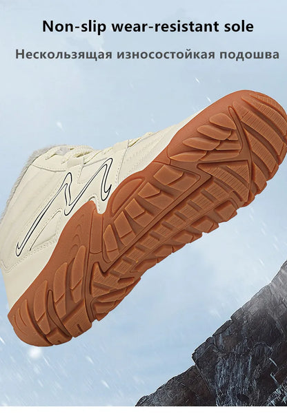 Men's Winter Boots – Snow Barefoot Outdoor Non-Slip Warm Fur Ankle Boots, Lightweight Hiking Sneakers in Plus Sizes