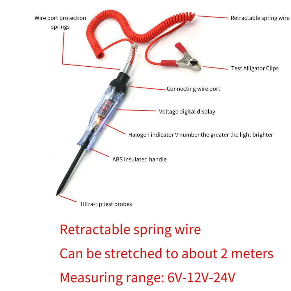 Car Truck Voltage Circuit Tester: Auto 6V-24V Diagnostic Probe Test Pen - Electric Measuring Pen Tool with Light Bulb