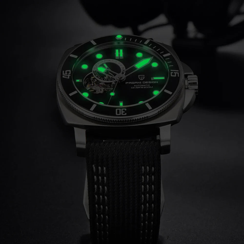 PAGANI DESIGN 2023 Men’s Tourbillon Automatic Watch – Mechanical Wristwatch with Ceramic Bezel, Luminous Display & 20Bar Waterproof