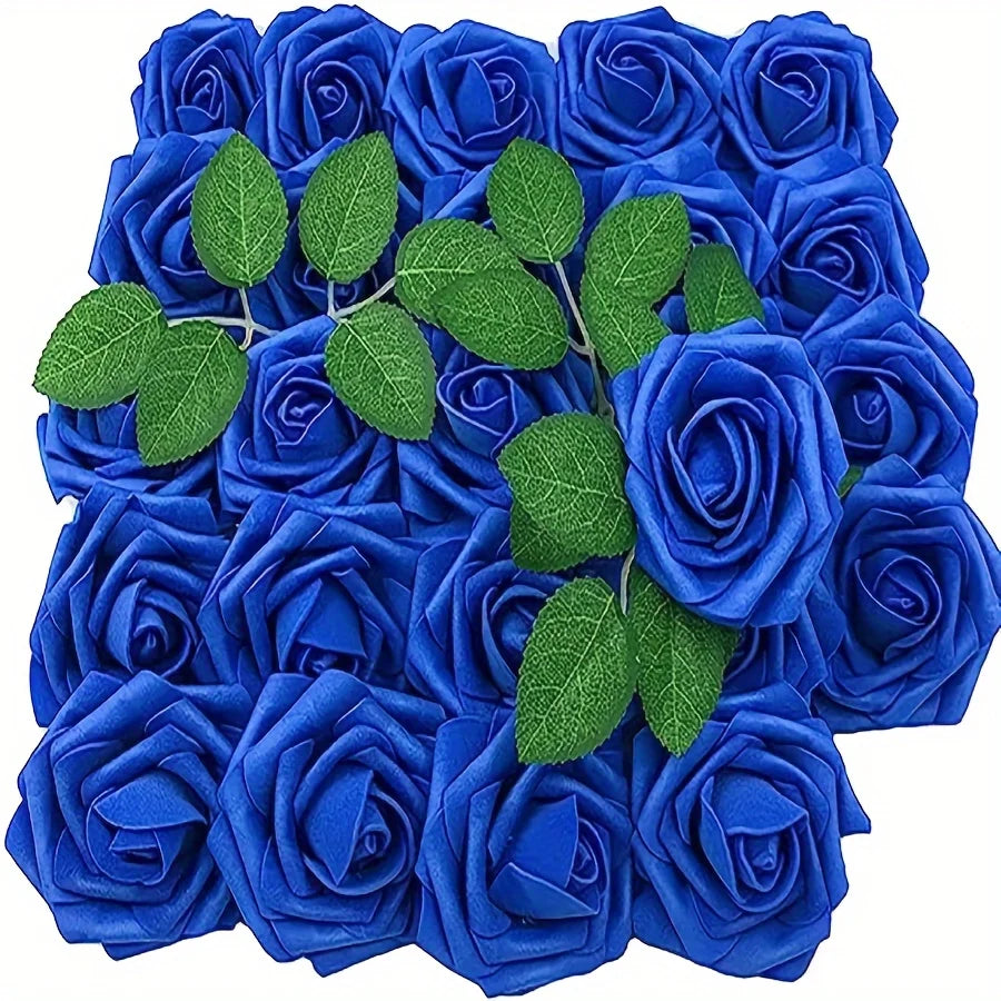 25pcs Artificial Roses with Stems – Fake Flowers for DIY Wedding Bouquets, Centerpieces & Home Party Decorations