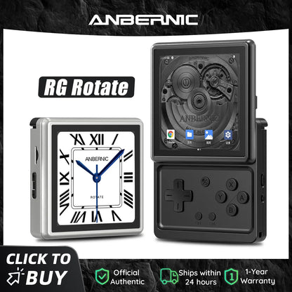 ANBERNIC RG Rotate Android Handheld Game Console – 3.5” IPS 720×720 Retro Gaming Emulator, T618 WiFi Portable Player 3GB+32GB