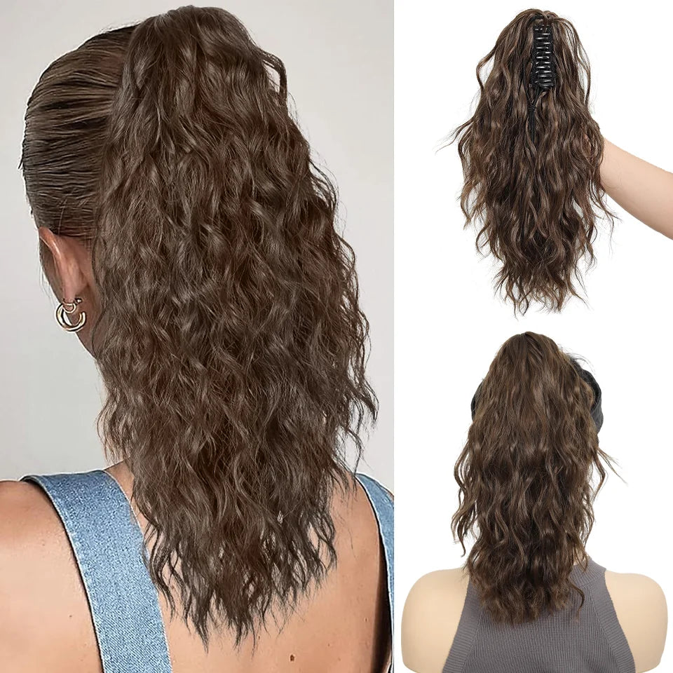 LUPU 14" Synthetic Curly Claw Clip-In Ponytail – Heat-Resistant Fashion Hair Extension for Daily Wear, Halloween & Holidays