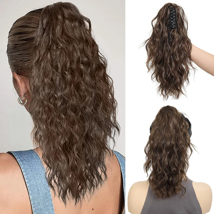 LUPU 14" Synthetic Curly Claw Clip-In Ponytail – Heat-Resistant Fashion Hair Extension for Daily Wear, Halloween & Holidays