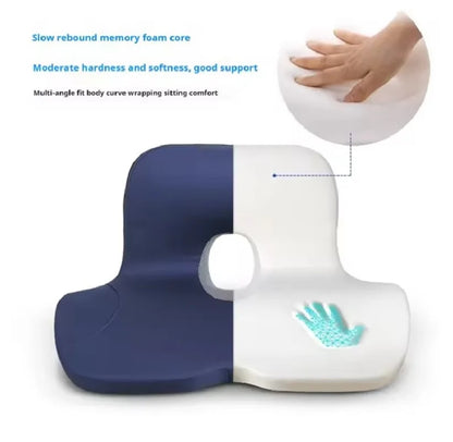 Memory Foam Seat Cushion & Back Support Pillow Set — Orthopedic Ergonomic Coccyx, Hip, and Lumbar Relief for Office Chair & Car