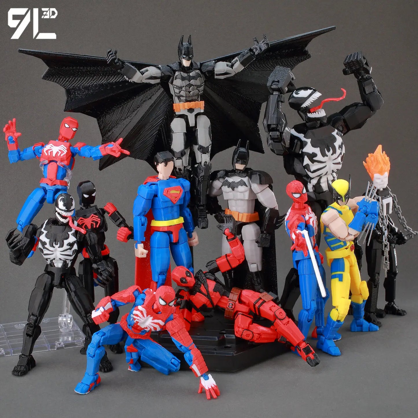 9L3D Superman & Batman Action Figures – Multi-Jointed Poseable LUCKY13 Titan13 Collectible Hero Toys