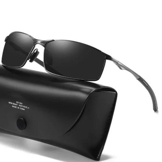 Photochromic Men’s Polarized Sunglasses – Metal Square Frame, UV400 Driving & Outdoor Sports Cycling Glasses