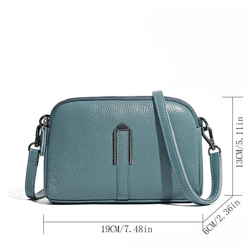 Luxury Genuine Leather Women's Crossbody Bag – Solid Color Shoulder Bag, Clutch & Messenger Purse