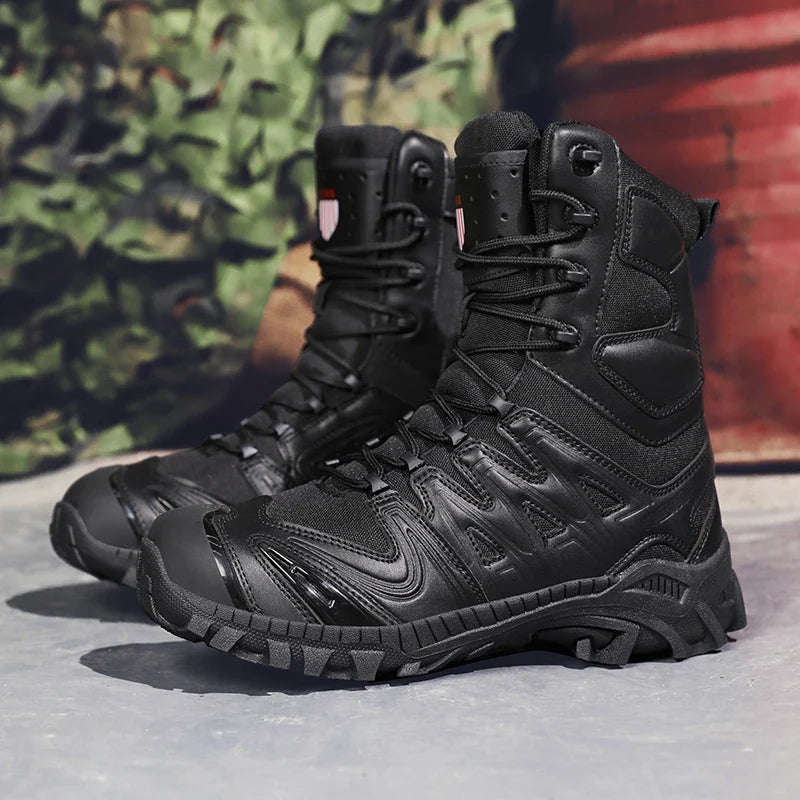 Special Forces Desert Combat Boots - Men's Tall Wear-Resistant Tactical, Waterproof Training & Outdoor Mountaineering Sports Boots