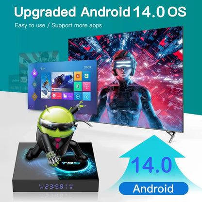 Smart TV Box T95 Plus 2025 — 6K HD Android 14, Allwinner H616, 4GB RAM, 64/128GB Storage, Dual WiFi Media Player