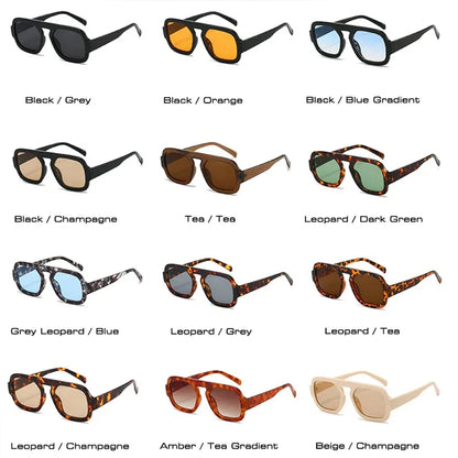 JNPCXI Retro Square Sunglasses – Fashion Gradient UV400 Shades for Men & Women, Punk Style