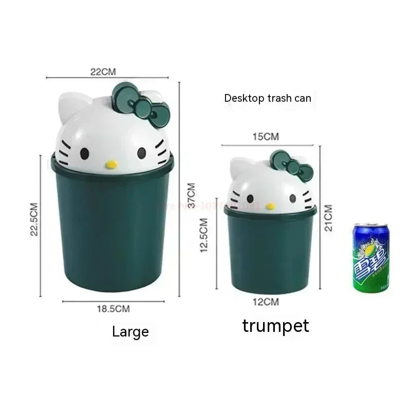 Sanrio Hello Kitty Kawaii Trash Can – Cute Dustbin for Bedroom & Living Room Garbage Disposal