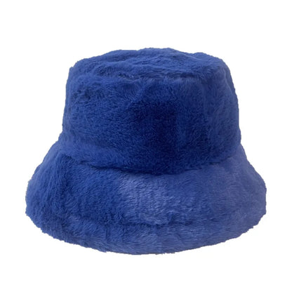 Women’s Winter Bucket Hat – Fashion Leopard Panama, Warm Vintage Faux Fur Fisherman Cap
