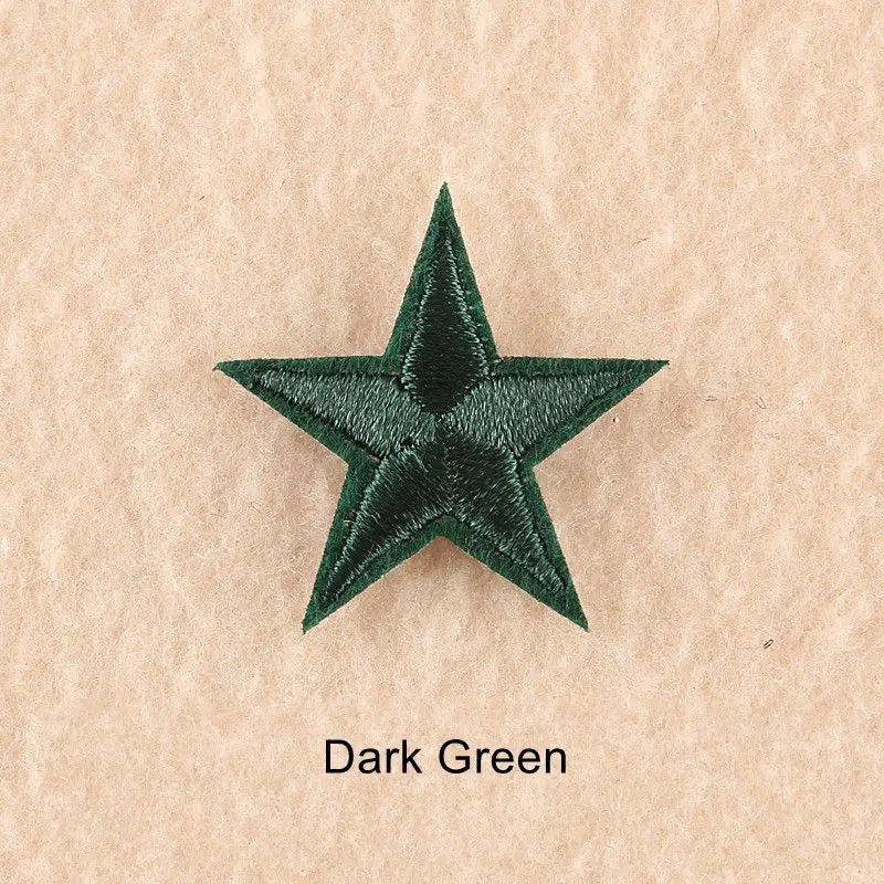 10Pcs Mini Star Embroidery Iron-On Patches – DIY Clothing Appliques Pentagram Stickers for Jackets, Jeans & Bags (Black, White, Gold)