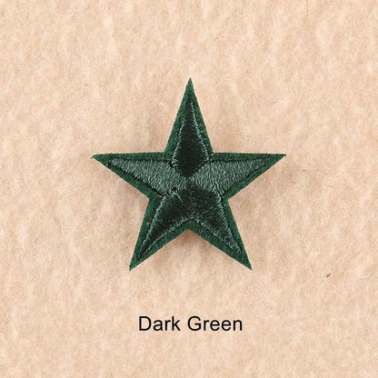 10Pcs Mini Star Embroidery Iron-On Patches – DIY Clothing Appliques Pentagram Stickers for Jackets, Jeans & Bags (Black, White, Gold)