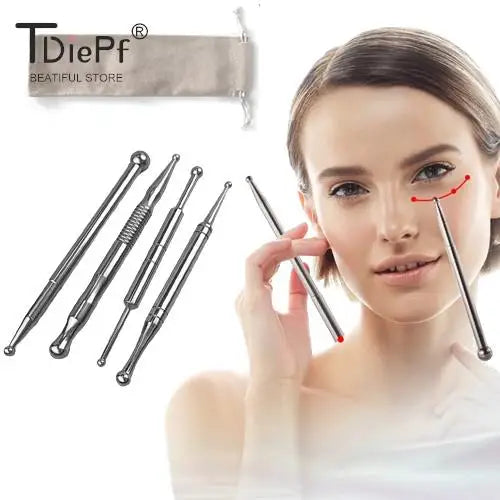 Manual Acupuncture Pen with Terahertz Energy Stone | Trigger Point Massager Stick for Face & Body Relaxation