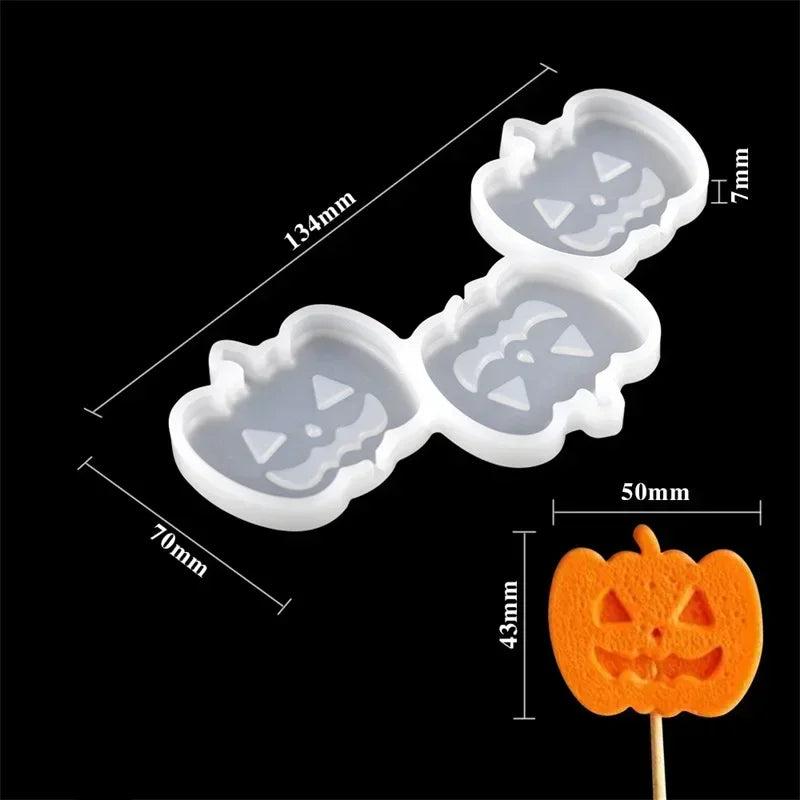 Halloween & Christmas Silicone Lollipop Mold – Pumpkin, Ghost & Elk Shape Candy, Chocolate, Cheese & Cake Decorating Tool