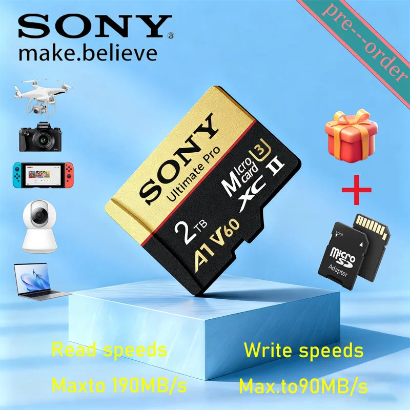 SONY High-Speed TF/SD Memory Card — 2TB/1TB/512GB/256GB Large Capacity for Phone, Camera & Dash Cam