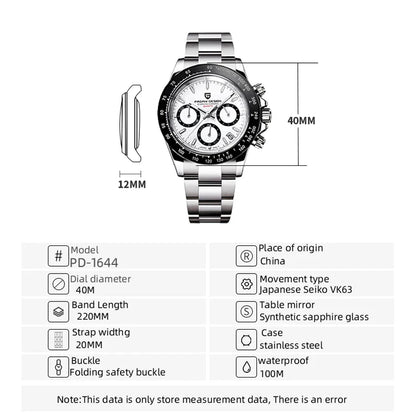 PAGANI DESIGN 2024 Quartz Men's Luxury Business Watch – Chronograph VK63 Waterproof