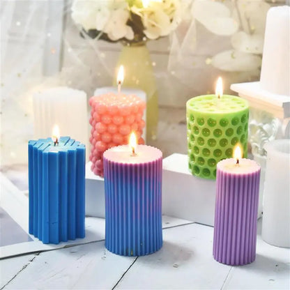 Classical Striped Roman Cylindrical Silicone Candle Mold | DIY Candle Making Holder | Handmade Design Shape