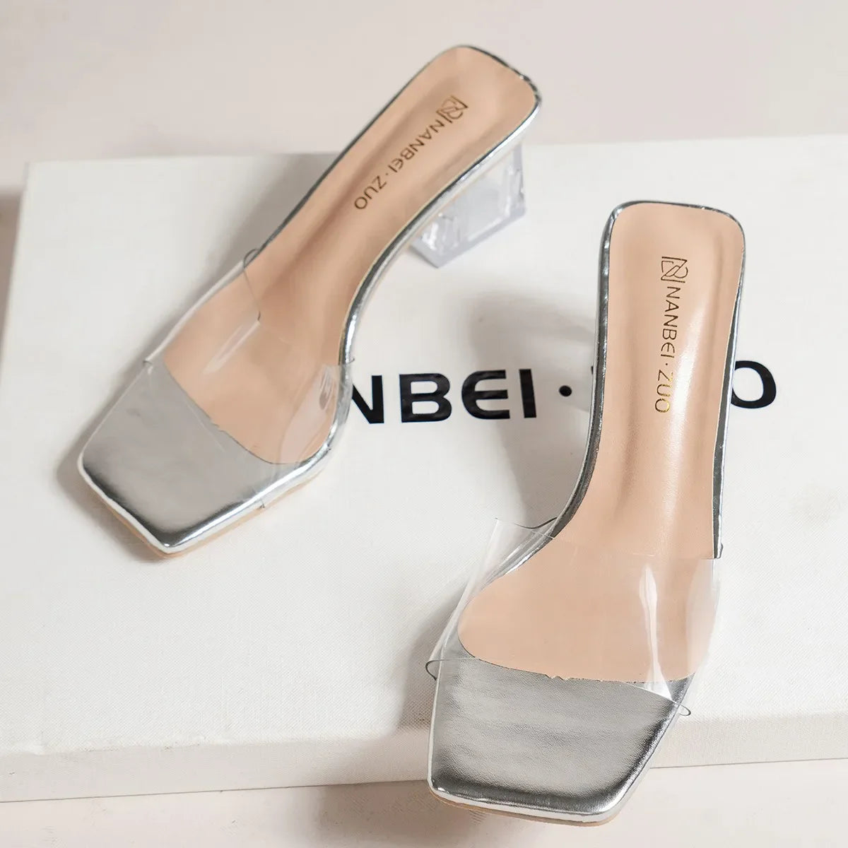 Women’s Crystal Clear Transparent Mules – Summer Middle Heel Comfortable Fashion Slides
