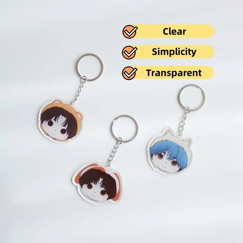 Custom 5cm Acrylic Keychain — HD Transparent Anime Character Charm for Women, Couples Accessories & Easter Gift