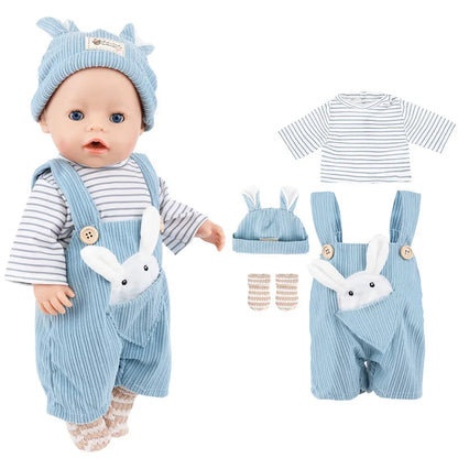 43cm Baby Doll Clothes Set – Leather Jacket, Pants & Rompers for 18-Inch American Dolls, Winter Outfit