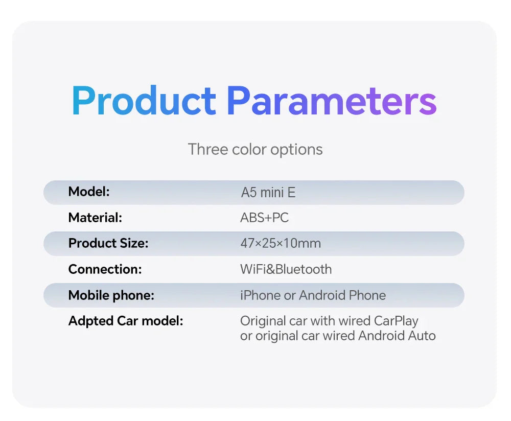 2 in 1 Mini Wired to Wireless CarPlay & Android Auto Adapter – 5GHz WiFi5 for Cars with Wired CarPlay/Auto