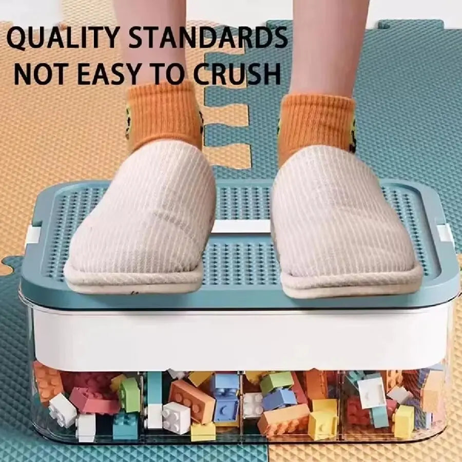 Stackable Kids Storage Box – Building Blocks Organizer with Handle, Adjustable Toy & Sundries Container for Children