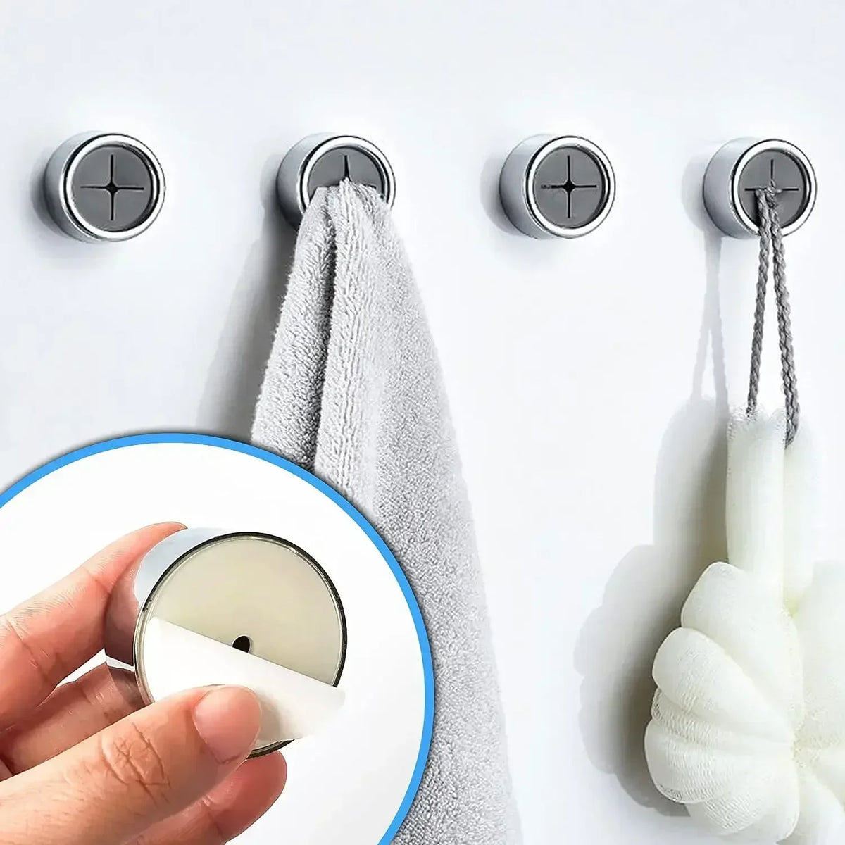 Self-Adhesive Towel Plug Holder: Wall-Mounted Bathroom and Kitchen Organizers with Towel Hooks and Storage Rack (4/1Pcs)