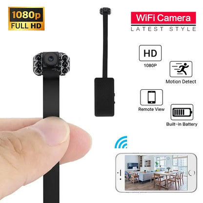 HD 1080P Mini WiFi Camera DIY Module — Nanny Cam with Wide-Angle, Motion Detection, Alarm, Recording, and Phone App Support