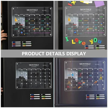 Magnetic Fridge Calendar & Weekly Planner – Reusable Transparent Dry Erase Board for Schedule, Menu & Notes