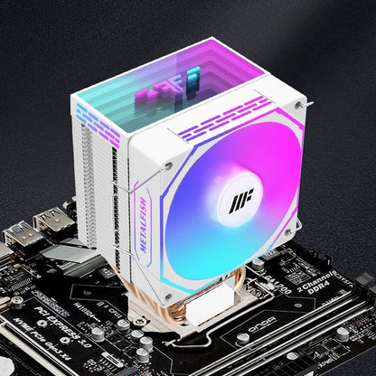 METALFISH White CPU Cooler – ARGB PWM Silent Fan Radiator 4-Pin High Performance Air Cooling for Intel LGA1700/1200/115X/1366/2011 & AMD AM5/AM4/x99/x79