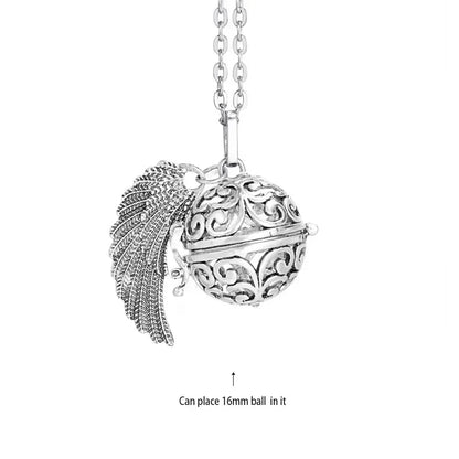 Vintage Mexico Angel Ball Chime Necklace – Antique Locket Aromatherapy Essential Oil Diffuser