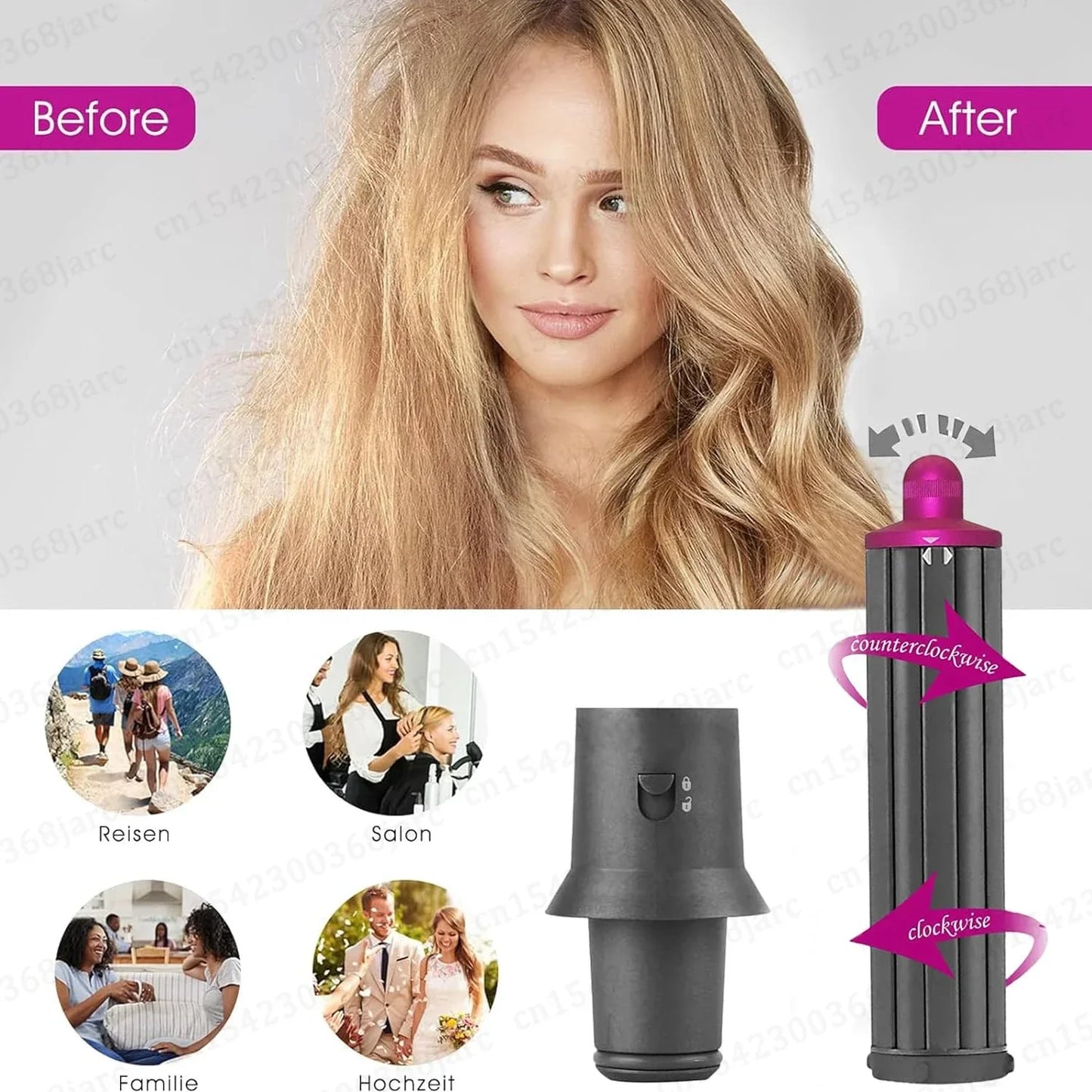 Upgraded Automatic Curling Nozzle Adapter for Dyson Supersonic Hair Dryer – Nural HD16 HD15 Cylinder Comb Accessory