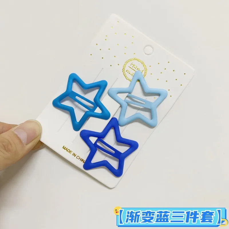 3PCS Candy Color BB Hair Clips – Y2K Star Heart Rectangle Metal Snap Barrettes for Girls & Women Cute Hair Accessories