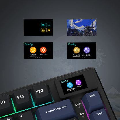 Wired Mechanical Gaming Keyboard with OLED Display – Hot-Swappable Pudding Keycaps, Full RGB Backlit for PC & Laptop