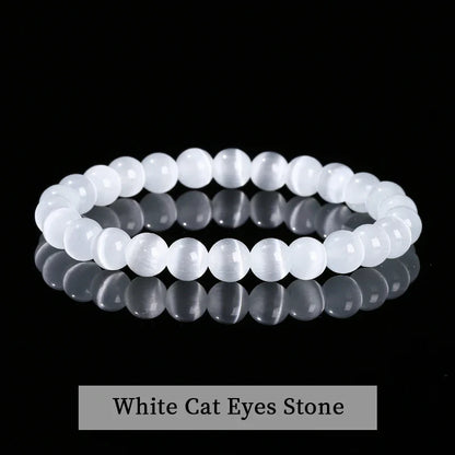 Natural Stone Beaded Bracelet - Obsidian, Fluorite & Quartz Healing Stretch Jewelry for Men & Women