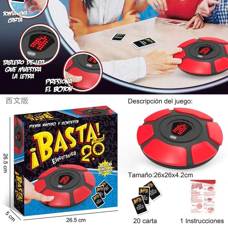 Upgraded Basta 2.0 Spanish Tapple Word Game – Quick Thinking English Letter Pressing Board Game, Fun Gift for All Ages