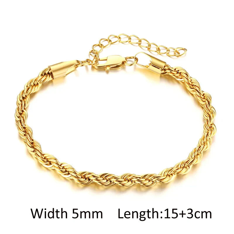 Women's Chunky Gold Plated Stainless Steel Link Chain Bracelet – Waterproof Layered Wristband Jewelry