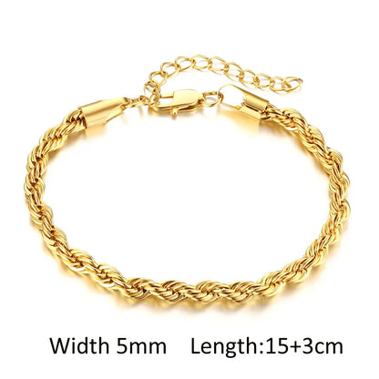 Women's Chunky Gold Plated Stainless Steel Link Chain Bracelet – Waterproof Layered Wristband Jewelry