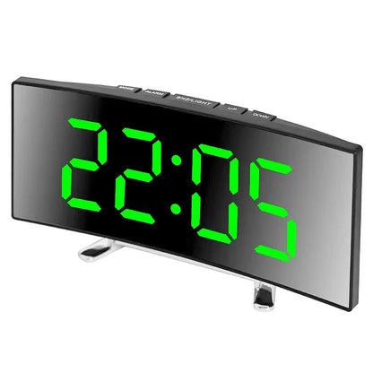 Noiseless LED Mirror Alarm Clock — Large Digital Display Silent Electronic Clock