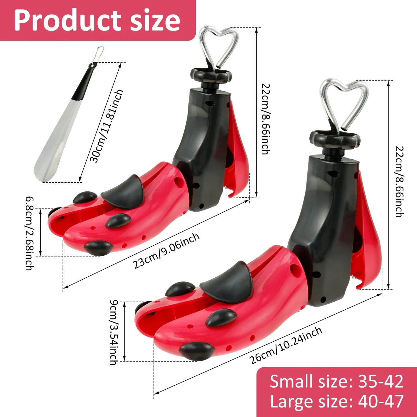 1/2 PCS Universal Adjustable Shoe Stretcher – Boot & Sneaker Widener with Steel Shaft for Men and Women