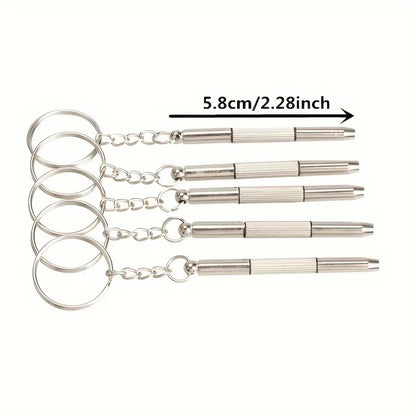 Mini 3-in-1 Glasses Screwdriver Kit | Multifunction Spectacle, Sunglass & Watch Repair Set with Keychain