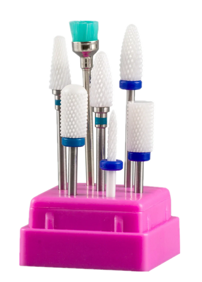7pcs Nail Art Tungsten Steel Milling Cutter Set - Ceramic Nail Drill Bits for Electric Nail Machine & Pedicure Tool Accessories