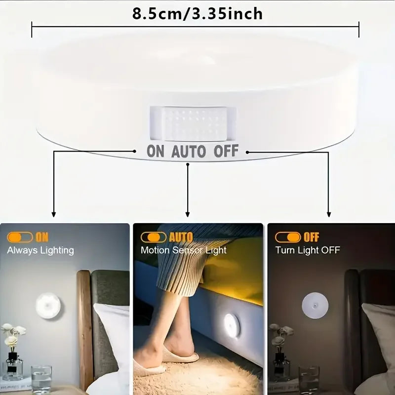 Motion Sensor LED Night Light USB Rechargeable – Wireless Cabinet, Wardrobe & Staircase Lamp (1–8PCS)
