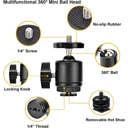ERIKOLE Super Clamp with 360° Mini Ball Head, Quick Release Clamp Bracket, Tripod Mount with 1/4" Screw for DSLR Camera, GoPro