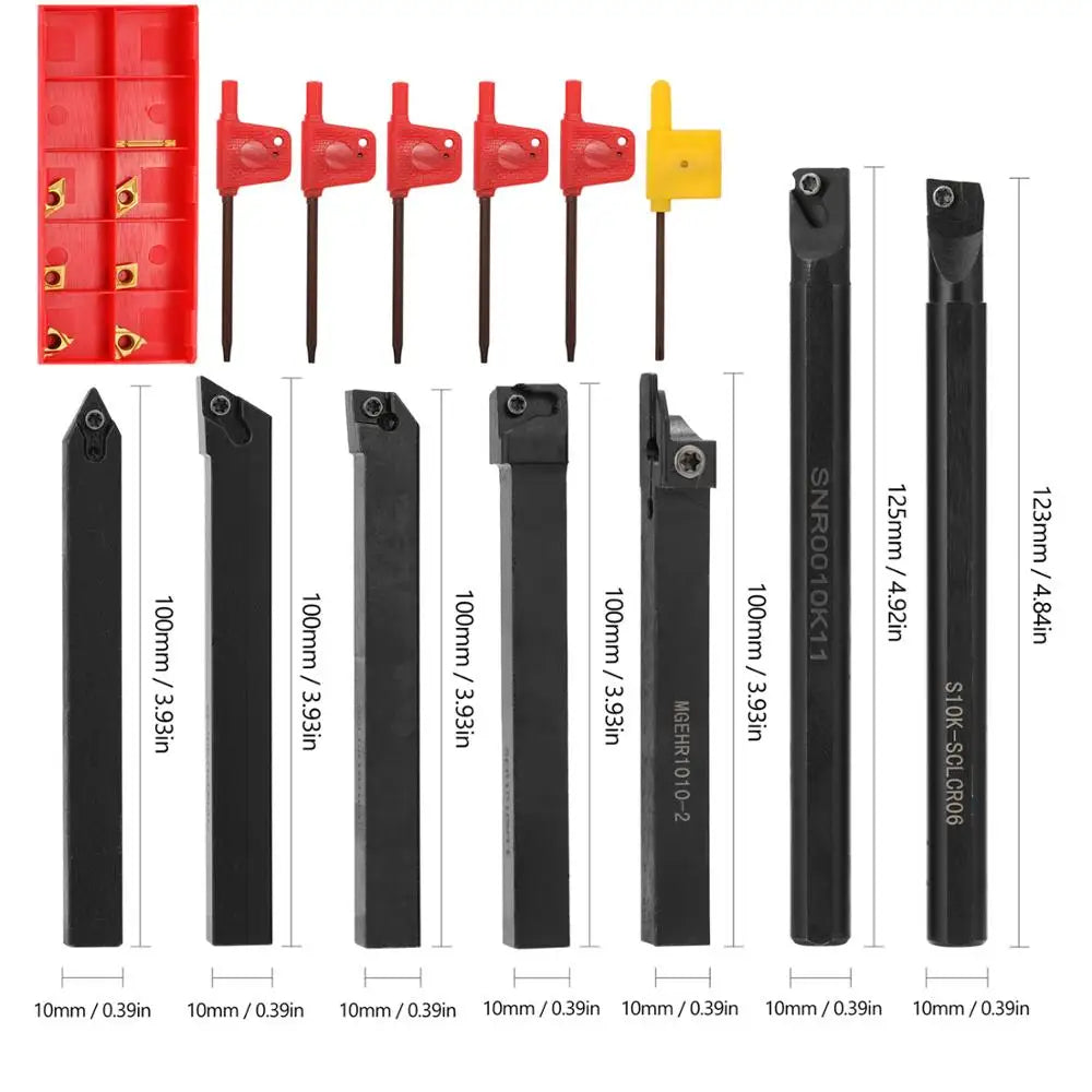 8-16mm Lathe Turning Tool Holder — Boring Bar & CNC Metal Cutter Rod with Shank and Inserts